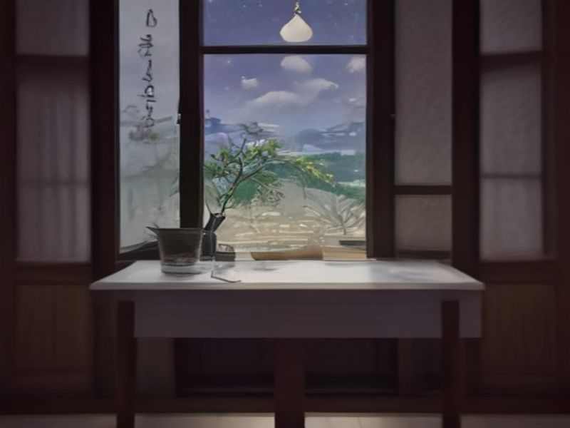 创作者在展会摊位上展示自己绘制的同人志封面，桌上摆满各色印刷成品，周围读者驻足翻阅，暖黄色灯光营造出热闹的创作交流氛围